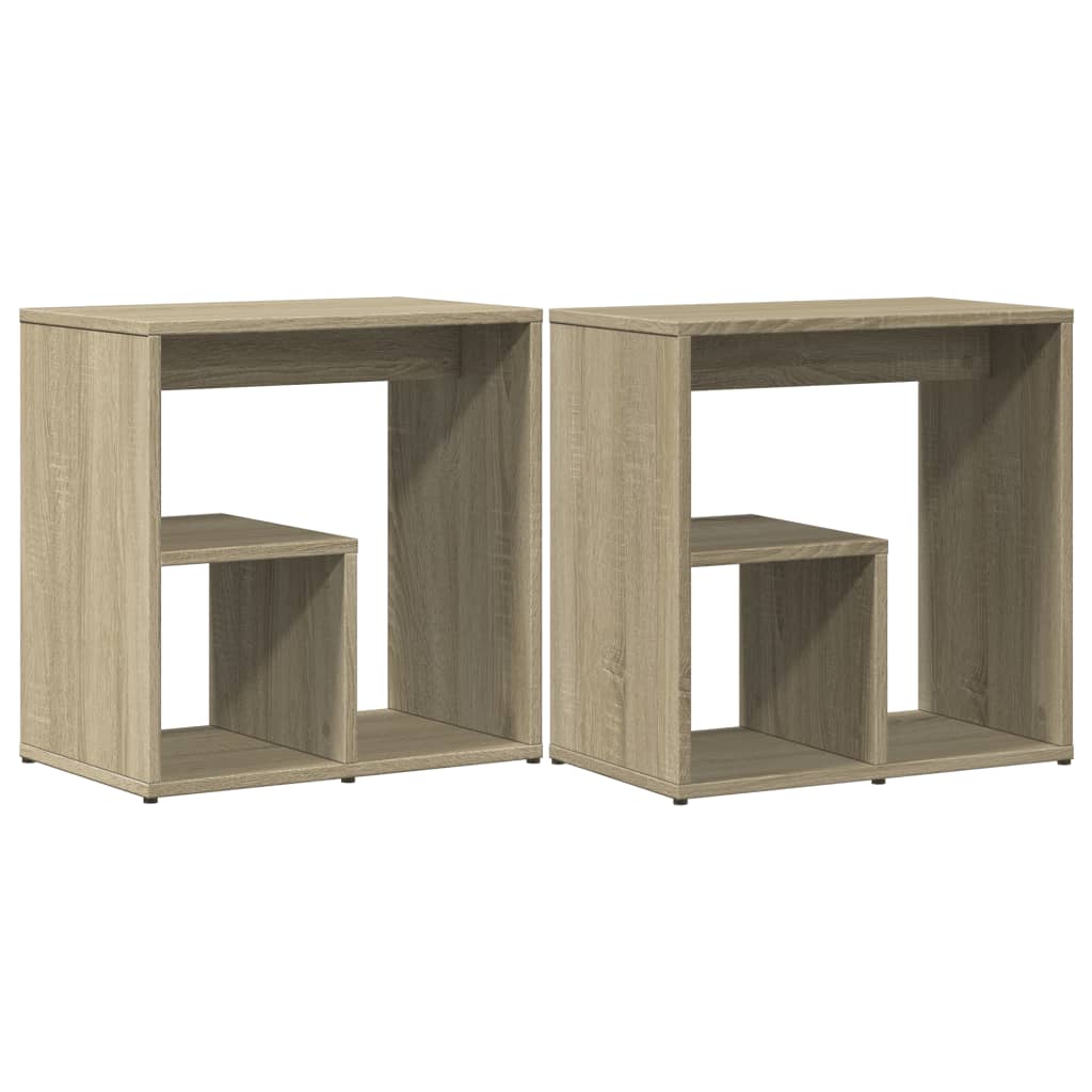 Bijzettafels 2 st 50x30x50 cm bewerkt hout sonoma eikenkleurig is nu te koop bij PeponiXL, paradijselijk wonen!