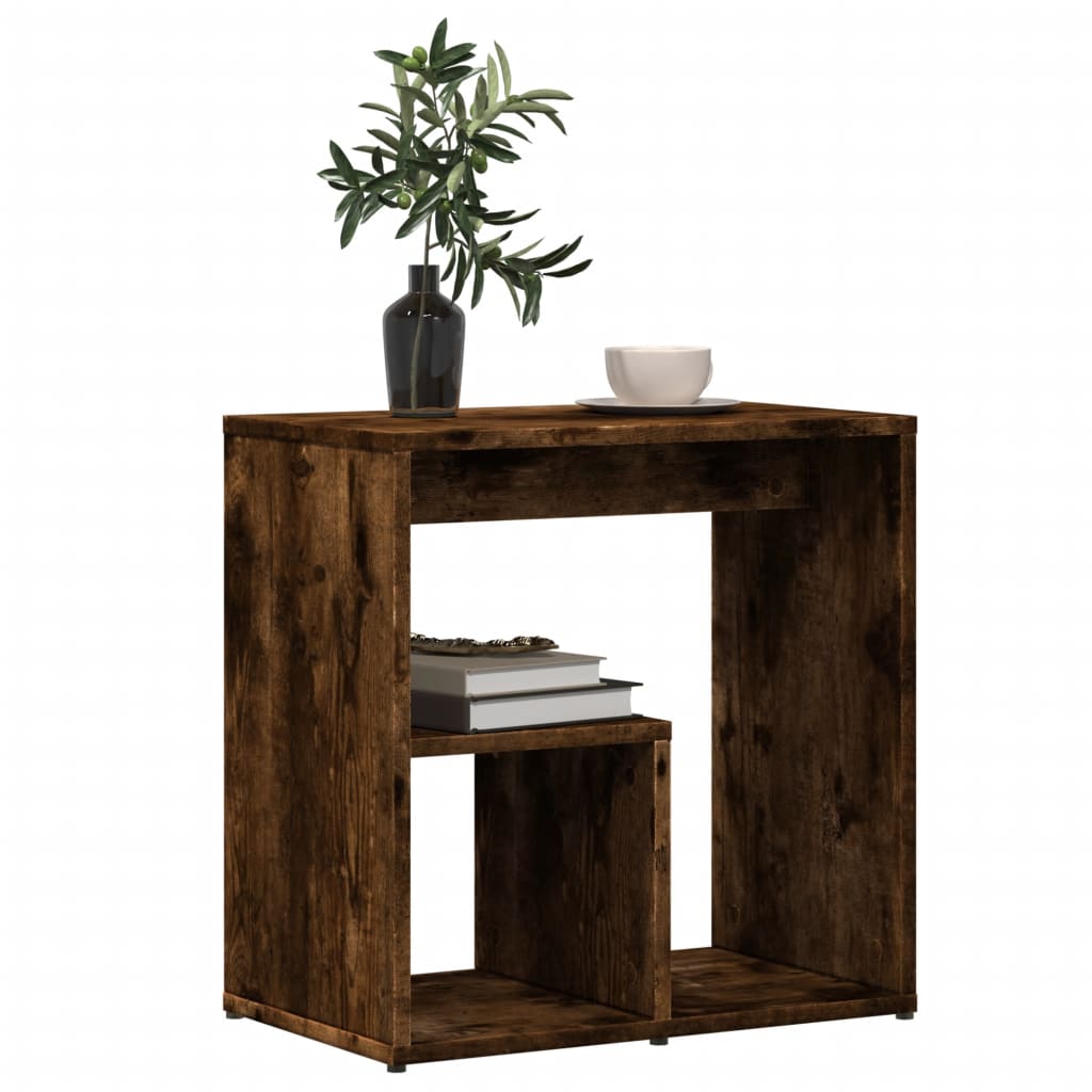 Bijzettafels 2 st 50x30x50 cm bewerkt hout gerookt eikenkleurig is nu te koop bij PeponiXL, paradijselijk wonen!