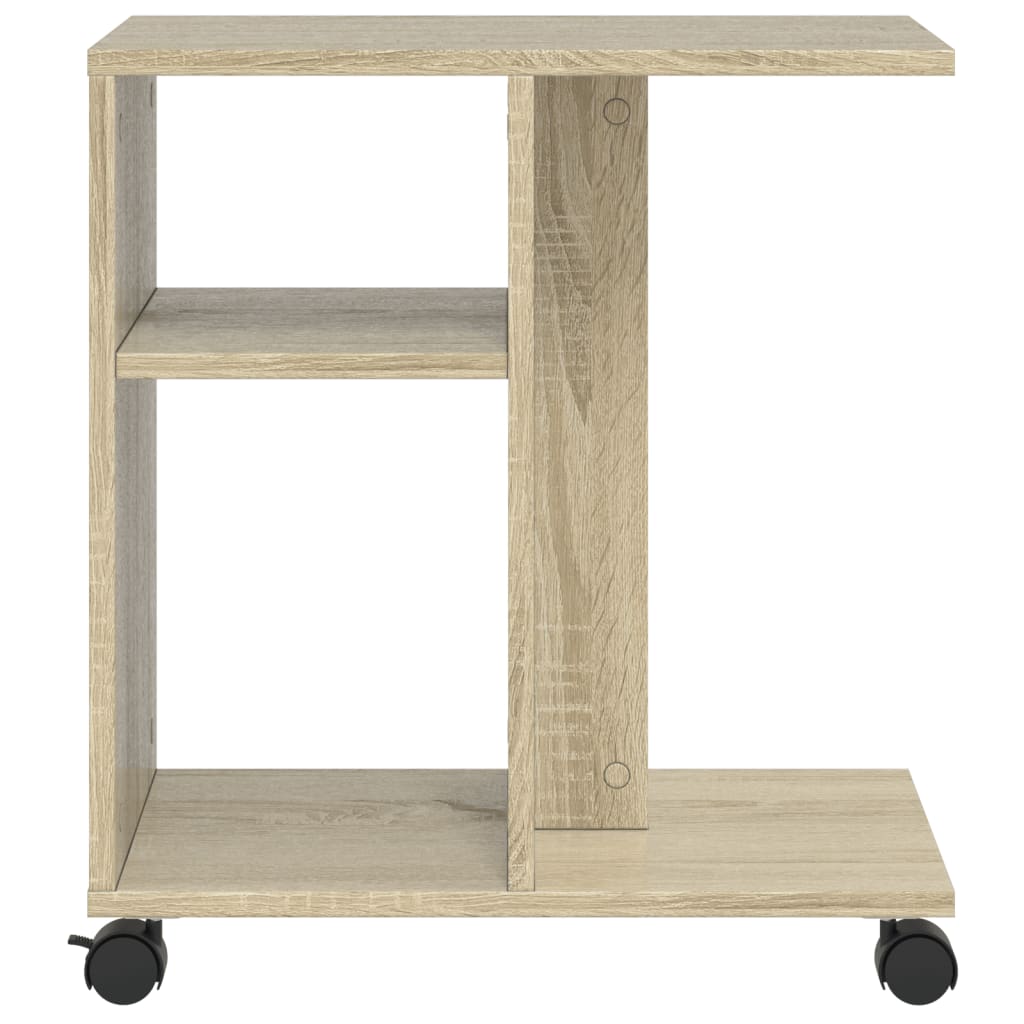 Bijzettafel met wieltjes 50x30x55 cm hout sonoma eikenkleurig is nu te koop bij PeponiXL, paradijselijk wonen!
