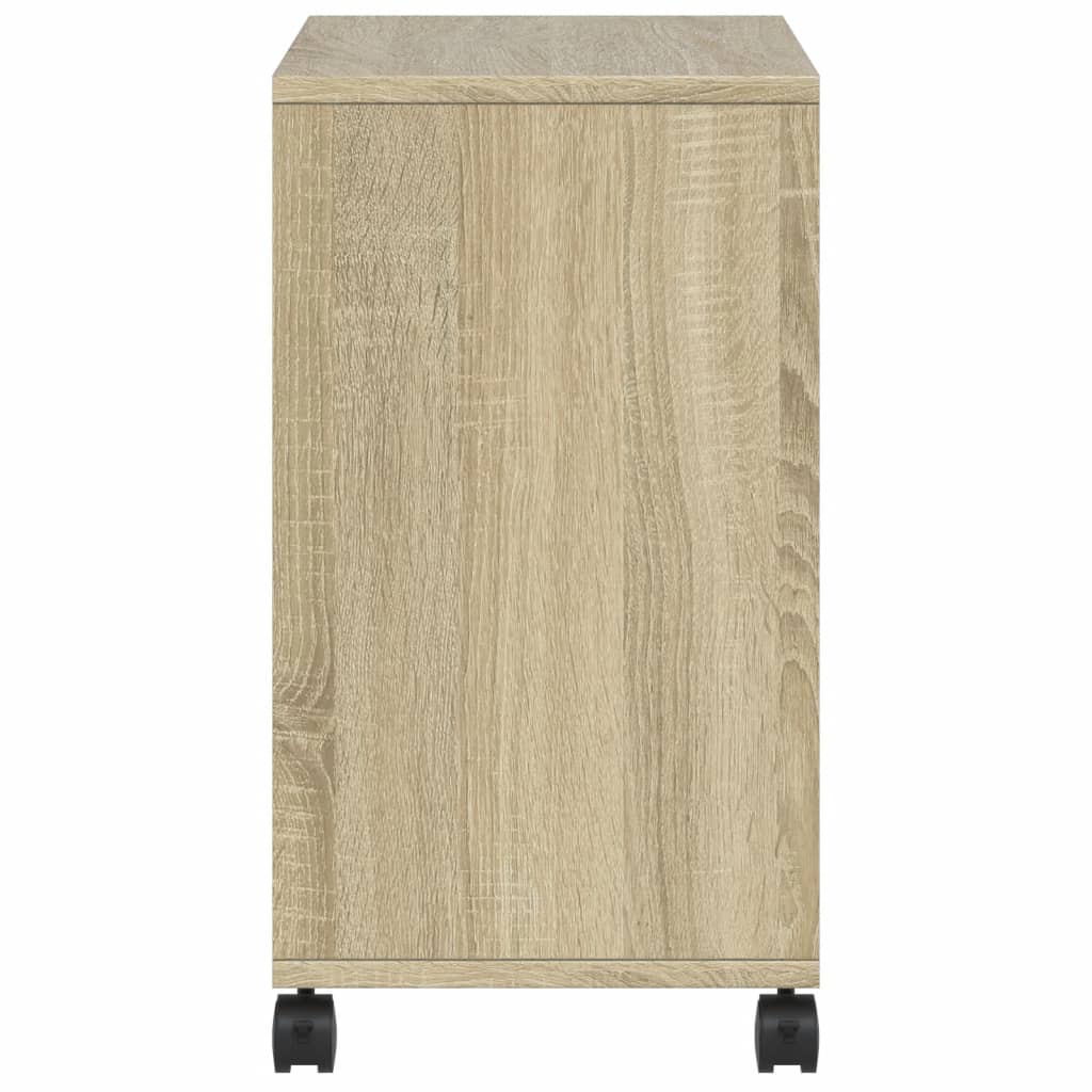 Bijzettafel met wieltjes 50x30x55 cm hout sonoma eikenkleurig is nu te koop bij PeponiXL, paradijselijk wonen!