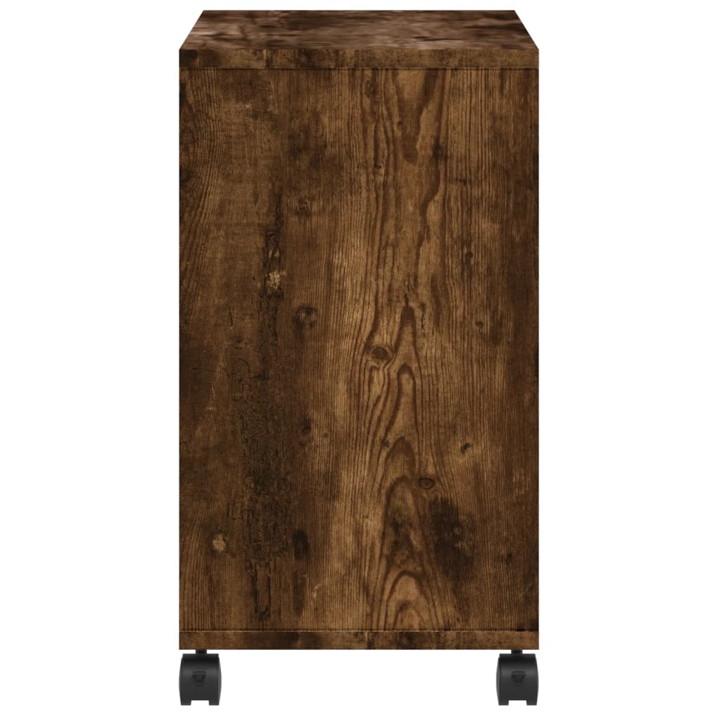 Bijzettafel met wieltjes 50x30x55 cm hout gerookt eikenkleurig is nu te koop bij PeponiXL, paradijselijk wonen!