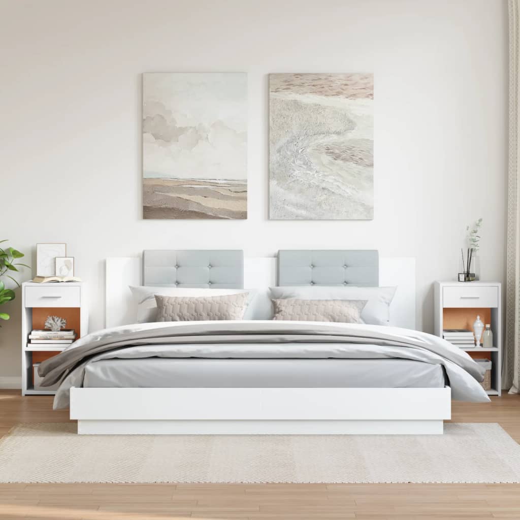 Nachtkastjes 2 st 35x34x65 cm bewerkt hout wit is nu te koop bij PeponiXL, paradijselijk wonen!