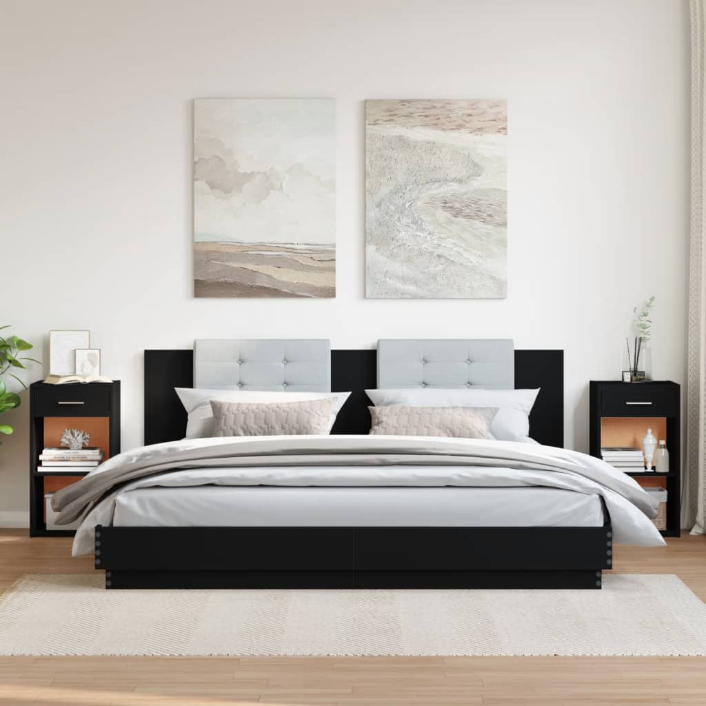 Nachtkastjes 2 st 35x34x65 cm bewerkt hout zwart is nu te koop bij PeponiXL, paradijselijk wonen!