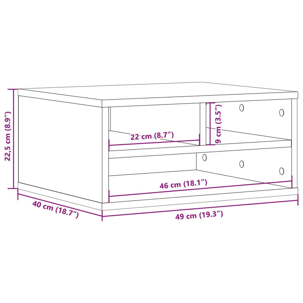 Printerkastje 49x40x22,5 cm bewerkt hout grijs sonoma eiken is nu te koop bij PeponiXL, paradijselijk wonen!