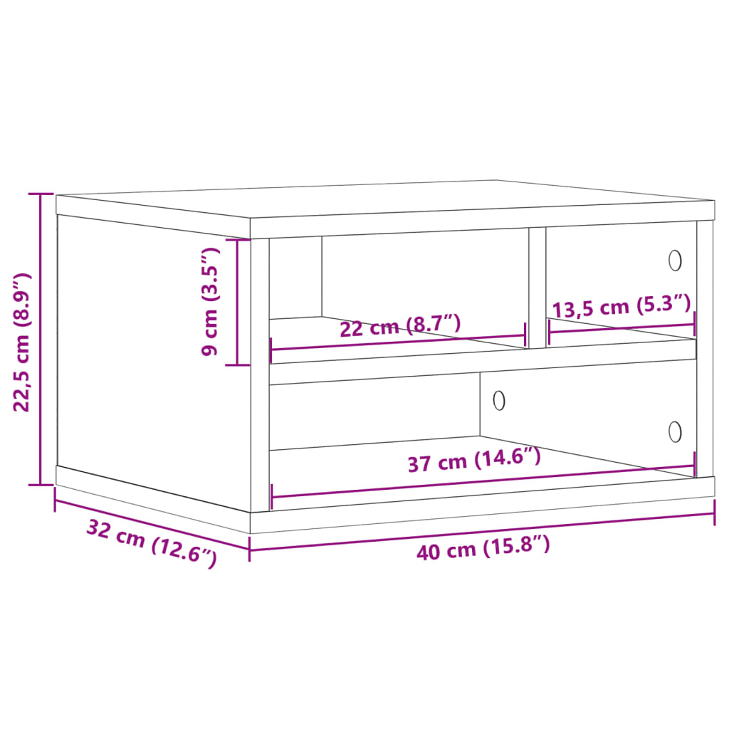 Printerkastje 40x32x22,5 cm bewerkt hout betongrijs is nu te koop bij PeponiXL, paradijselijk wonen!