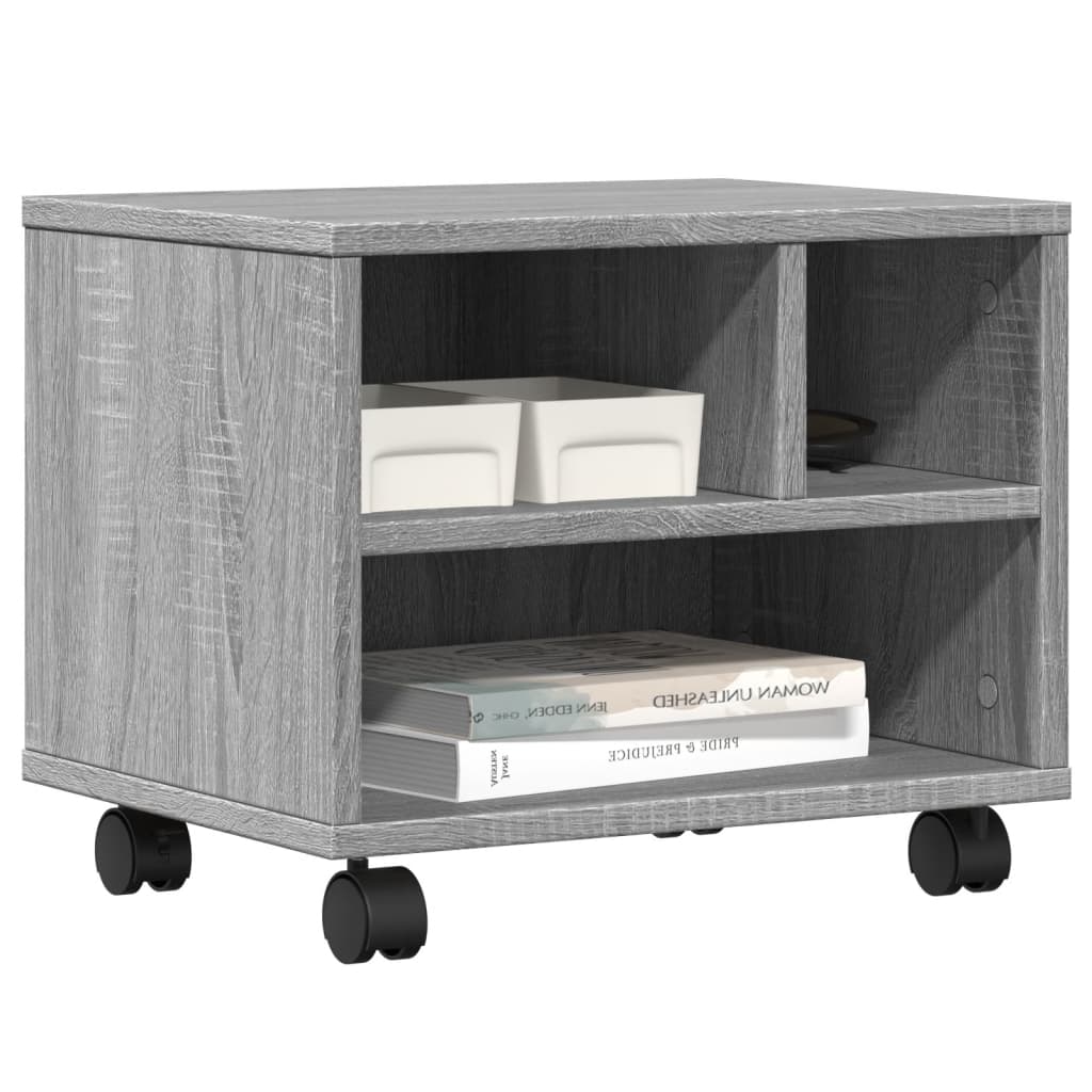 Printerkastje met wielen 41x32x34,5 cm grijs sonoma eikenkleur is nu te koop bij PeponiXL, paradijselijk wonen!