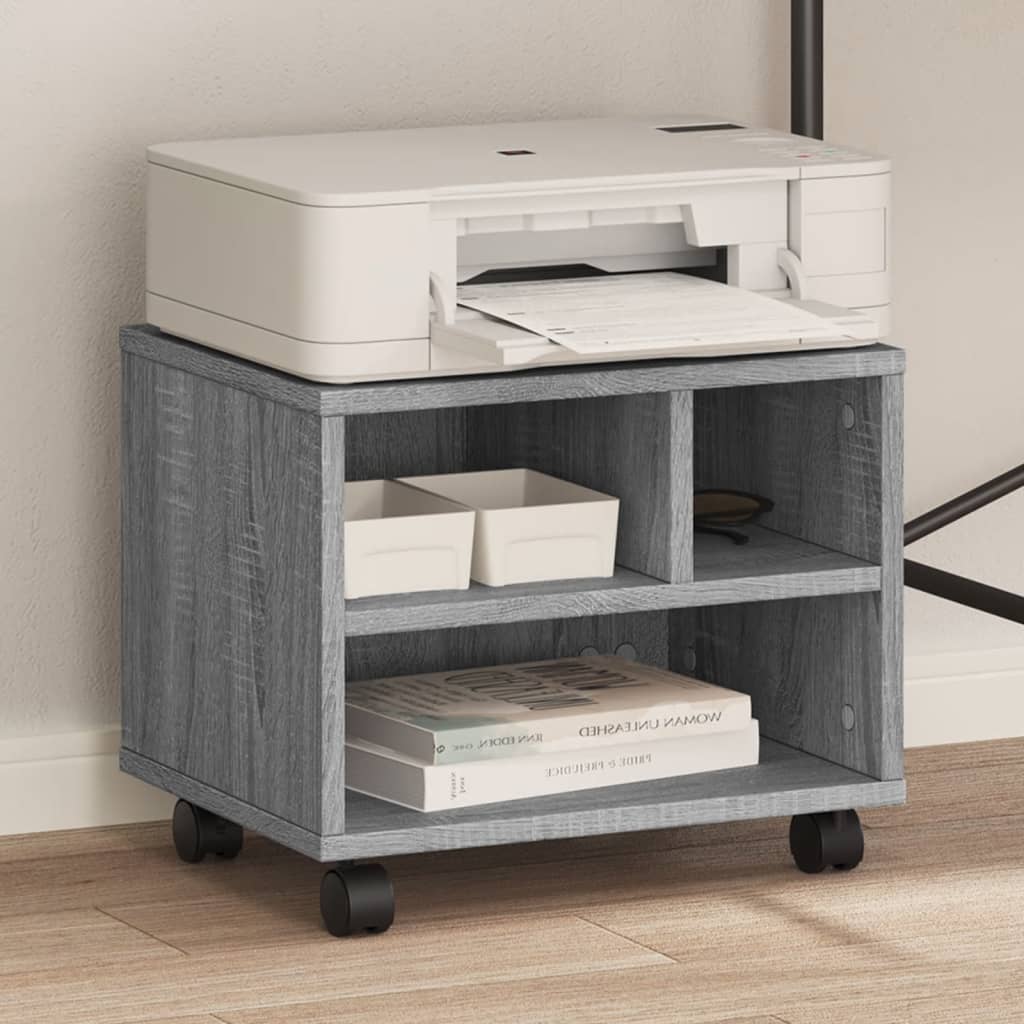 Printerkastje met wielen 41x32x34,5 cm grijs sonoma eikenkleur is nu te koop bij PeponiXL, paradijselijk wonen!