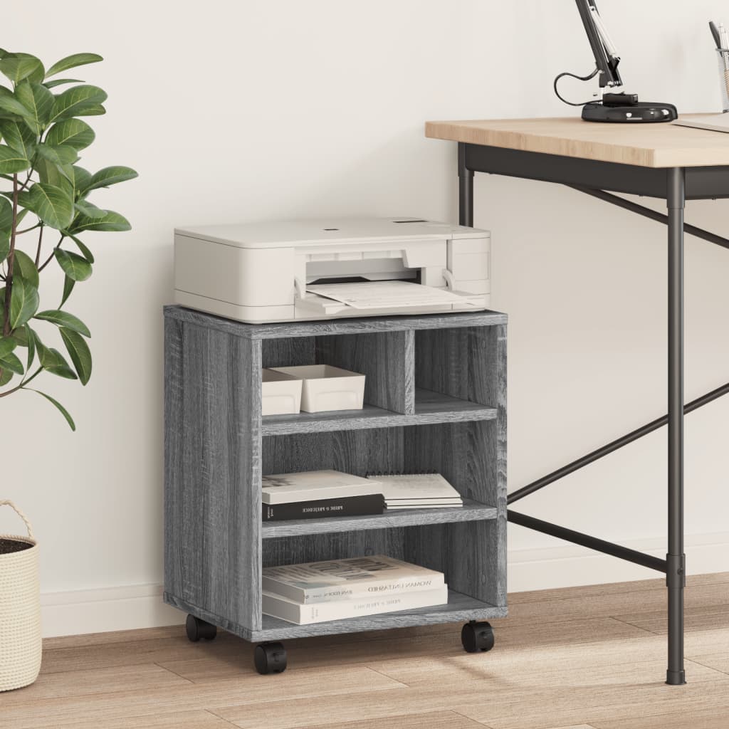 Printerkastje met wielen 41x32x48 cm grijs sonoma eikenkleur is nu te koop bij PeponiXL, paradijselijk wonen!