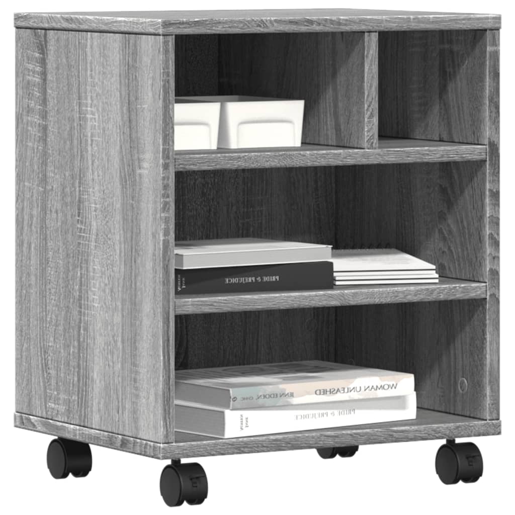 Printerkastje met wielen 41x32x48 cm grijs sonoma eikenkleur is nu te koop bij PeponiXL, paradijselijk wonen!