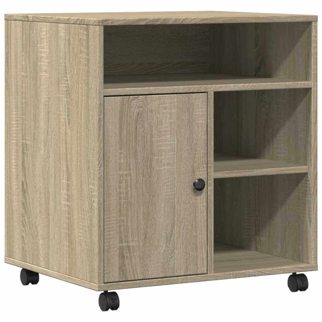 Printerkastje met wielen 60x50x67 cm sonoma eikenkleurig is nu te koop bij PeponiXL, paradijselijk wonen!