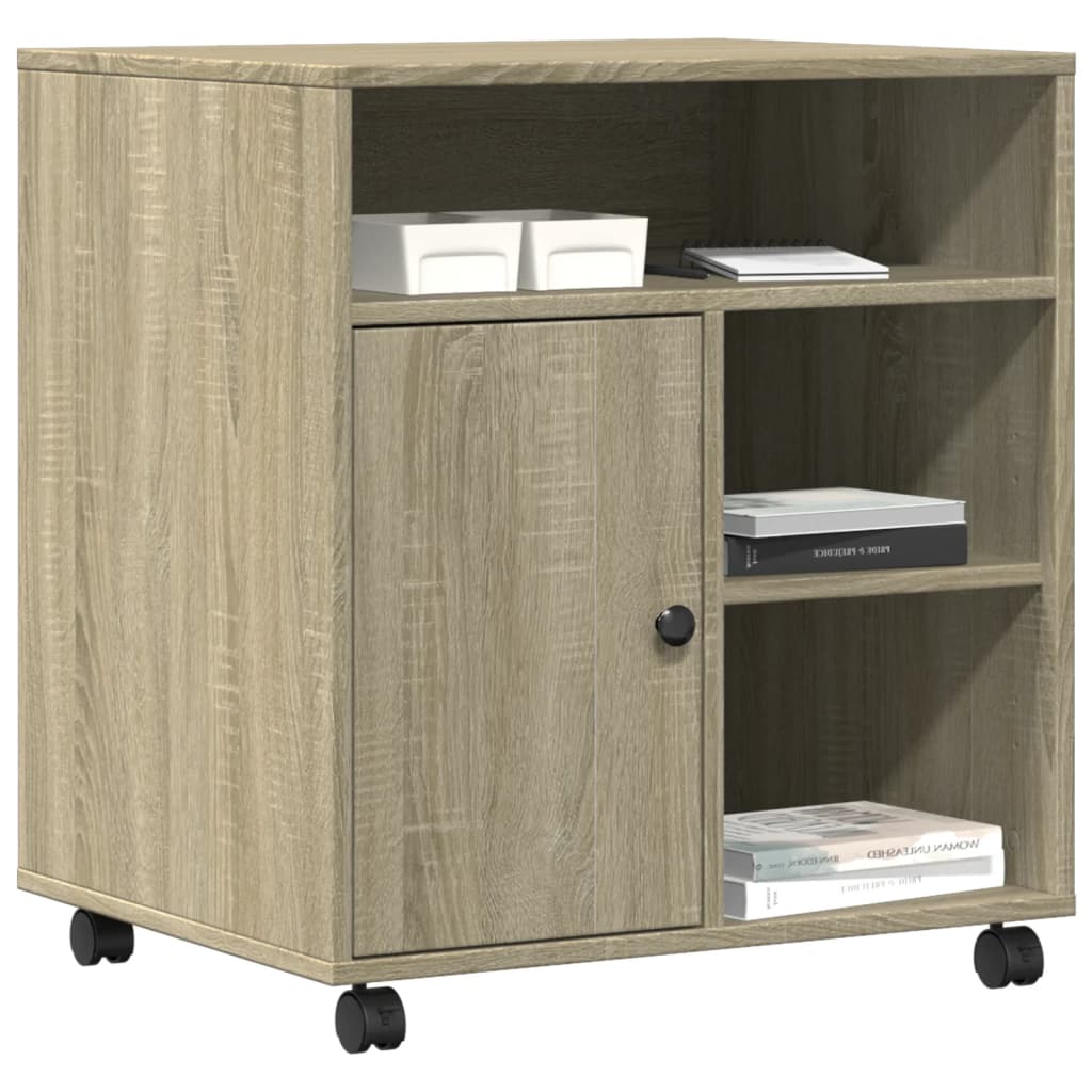 Printerkastje met wielen 60x50x67 cm sonoma eikenkleurig is nu te koop bij PeponiXL, paradijselijk wonen!