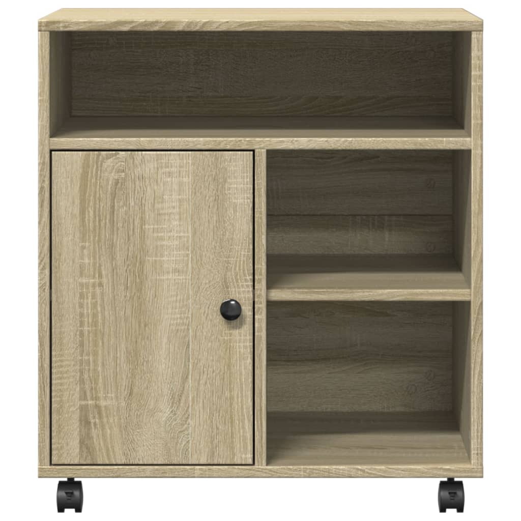 Printerkastje met wielen 60x50x67 cm sonoma eikenkleurig is nu te koop bij PeponiXL, paradijselijk wonen!