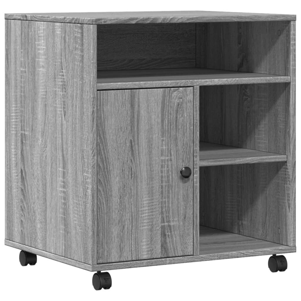 Printerkastje met wielen 60x50x67 cm grijs sonoma eikenkleur is nu te koop bij PeponiXL, paradijselijk wonen!