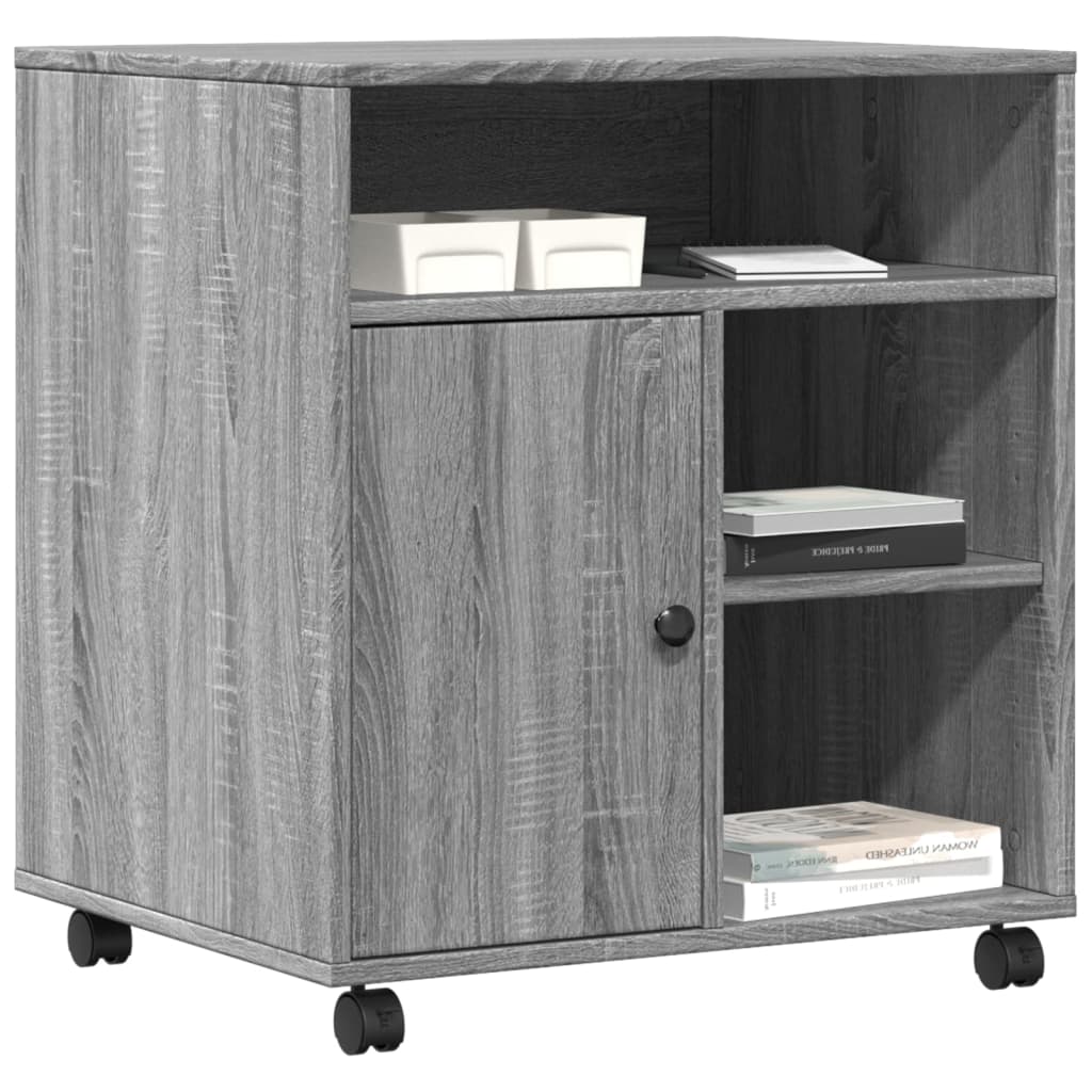 Printerkastje met wielen 60x50x67 cm grijs sonoma eikenkleur is nu te koop bij PeponiXL, paradijselijk wonen!