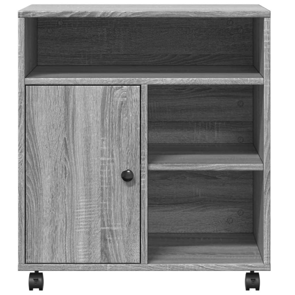 Printerkastje met wielen 60x50x67 cm grijs sonoma eikenkleur is nu te koop bij PeponiXL, paradijselijk wonen!