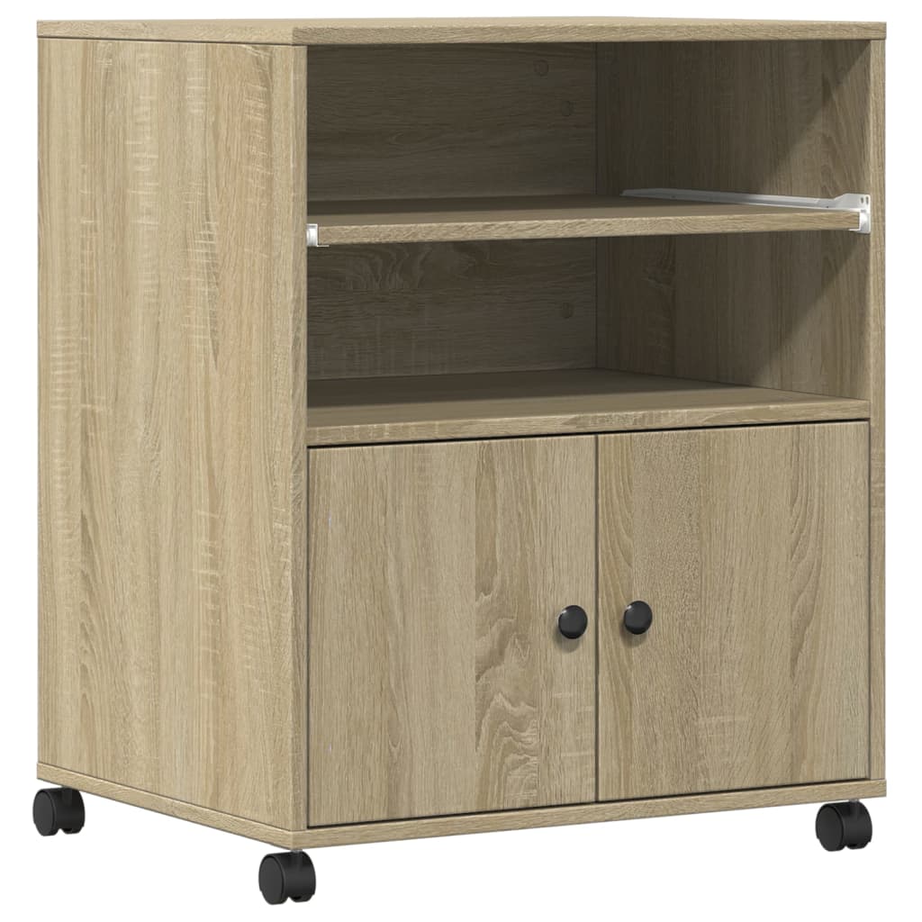 Printerkastje met wielen 60x48x74 cm sonoma eikenkleurig is nu te koop bij PeponiXL, paradijselijk wonen!