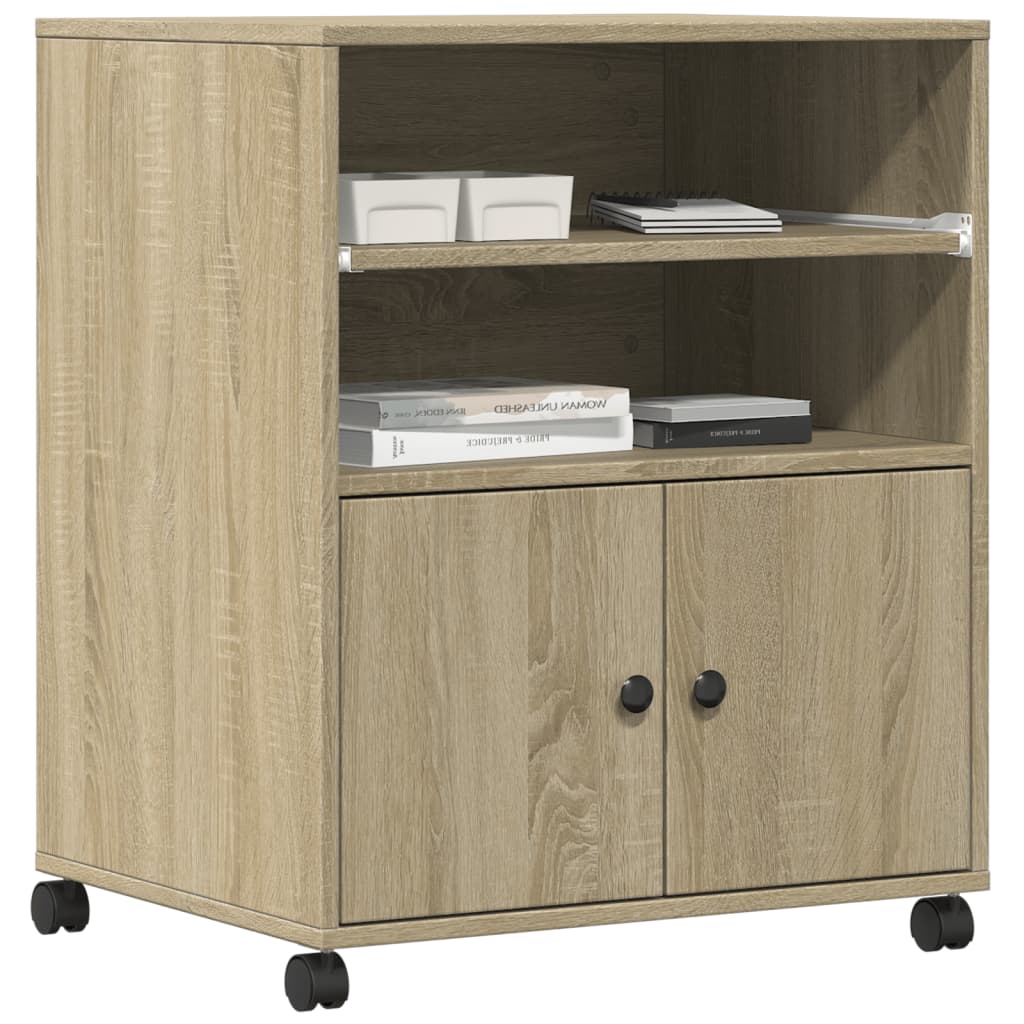 Printerkastje met wielen 60x48x74 cm sonoma eikenkleurig is nu te koop bij PeponiXL, paradijselijk wonen!