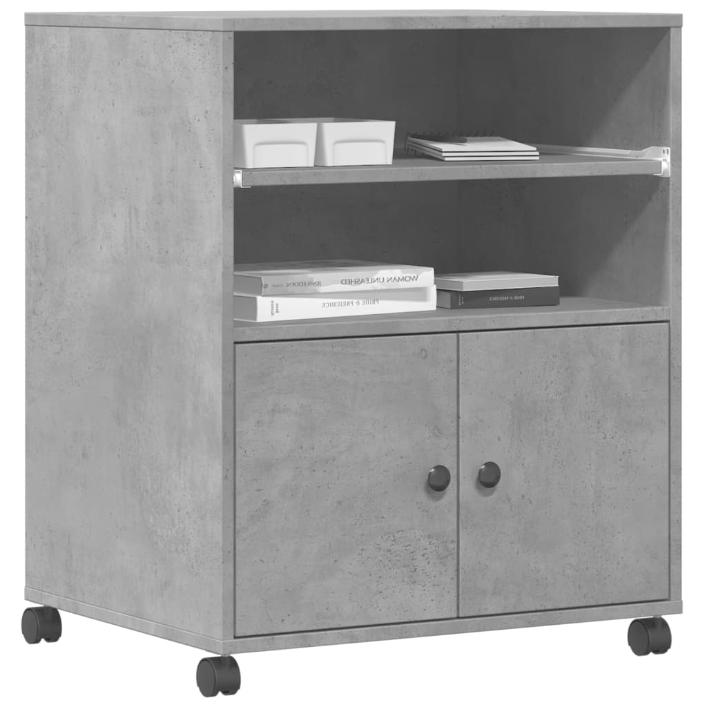Printerkastje met wielen 60x48x74 cm betongrijs is nu te koop bij PeponiXL, paradijselijk wonen!