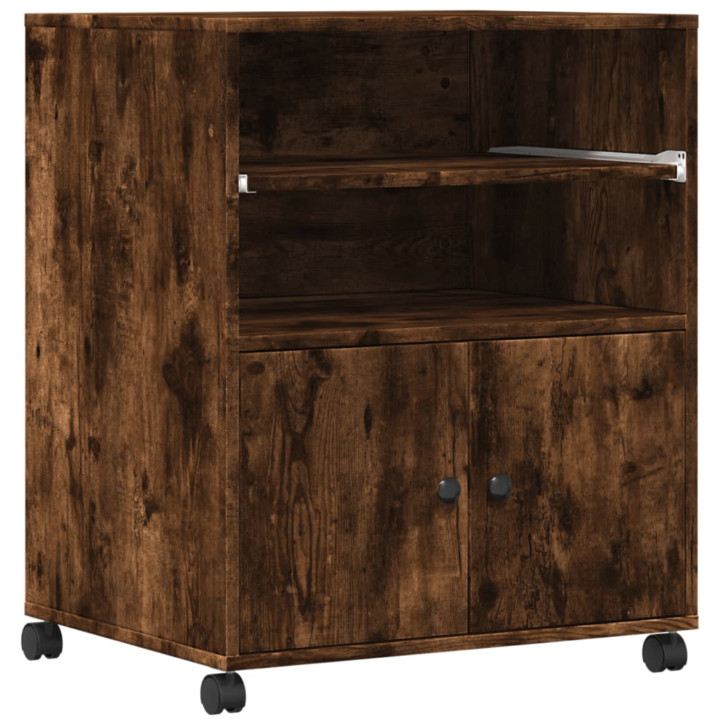 Printerkastje met wielen 60x48x74 cm gerookt eikenkleurig is nu te koop bij PeponiXL, paradijselijk wonen!