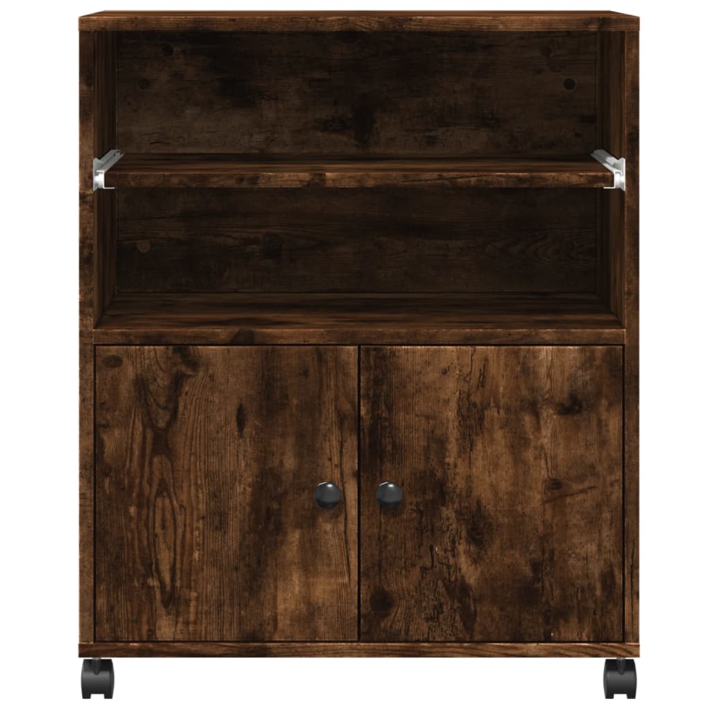 Printerkastje met wielen 60x48x74 cm gerookt eikenkleurig is nu te koop bij PeponiXL, paradijselijk wonen!