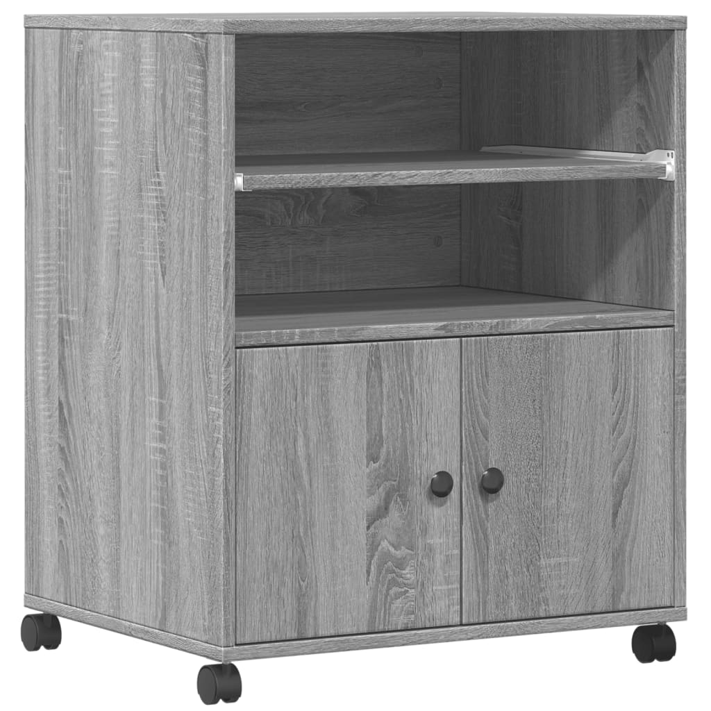 Printerkastje met wielen 60x48x74 cm grijs sonoma eikenkleur is nu te koop bij PeponiXL, paradijselijk wonen!