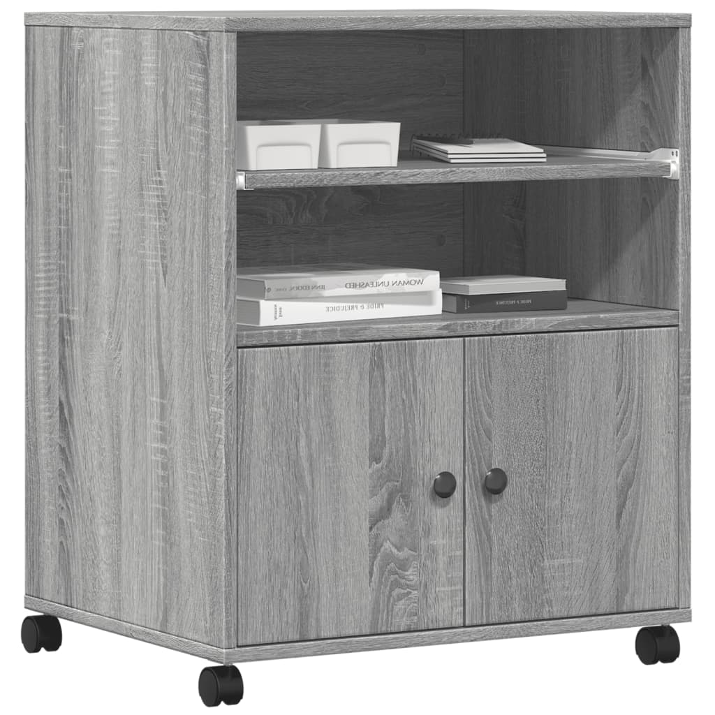 Printerkastje met wielen 60x48x74 cm grijs sonoma eikenkleur is nu te koop bij PeponiXL, paradijselijk wonen!