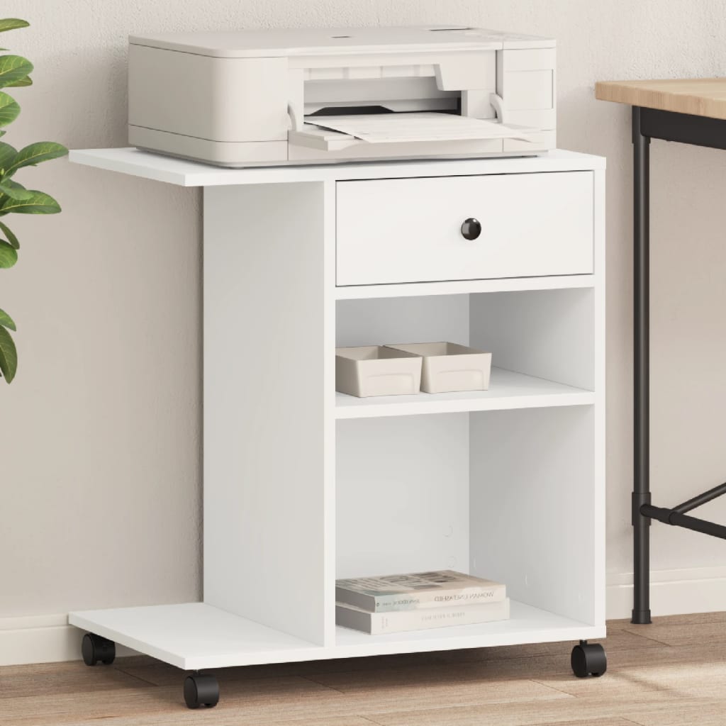 Printerkastje met wielen 60x40x68,5 cm wit is nu te koop bij PeponiXL, paradijselijk wonen!