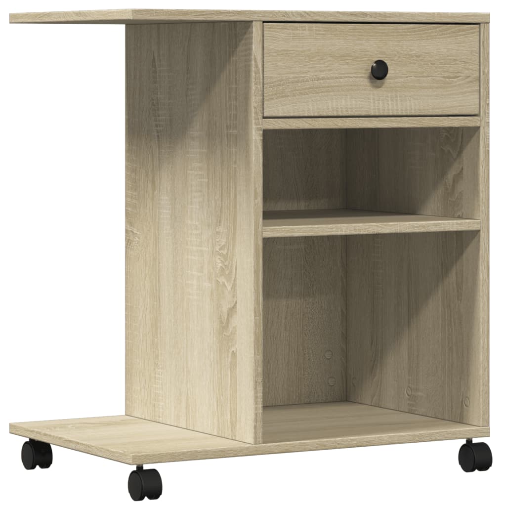 Printerkastje met wielen 60x40x68,5 cm sonoma eikenkleurig is nu te koop bij PeponiXL, paradijselijk wonen!