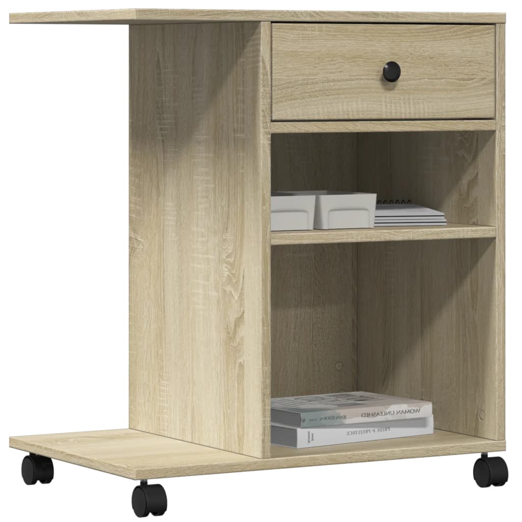 Printerkastje met wielen 60x40x68,5 cm sonoma eikenkleurig is nu te koop bij PeponiXL, paradijselijk wonen!