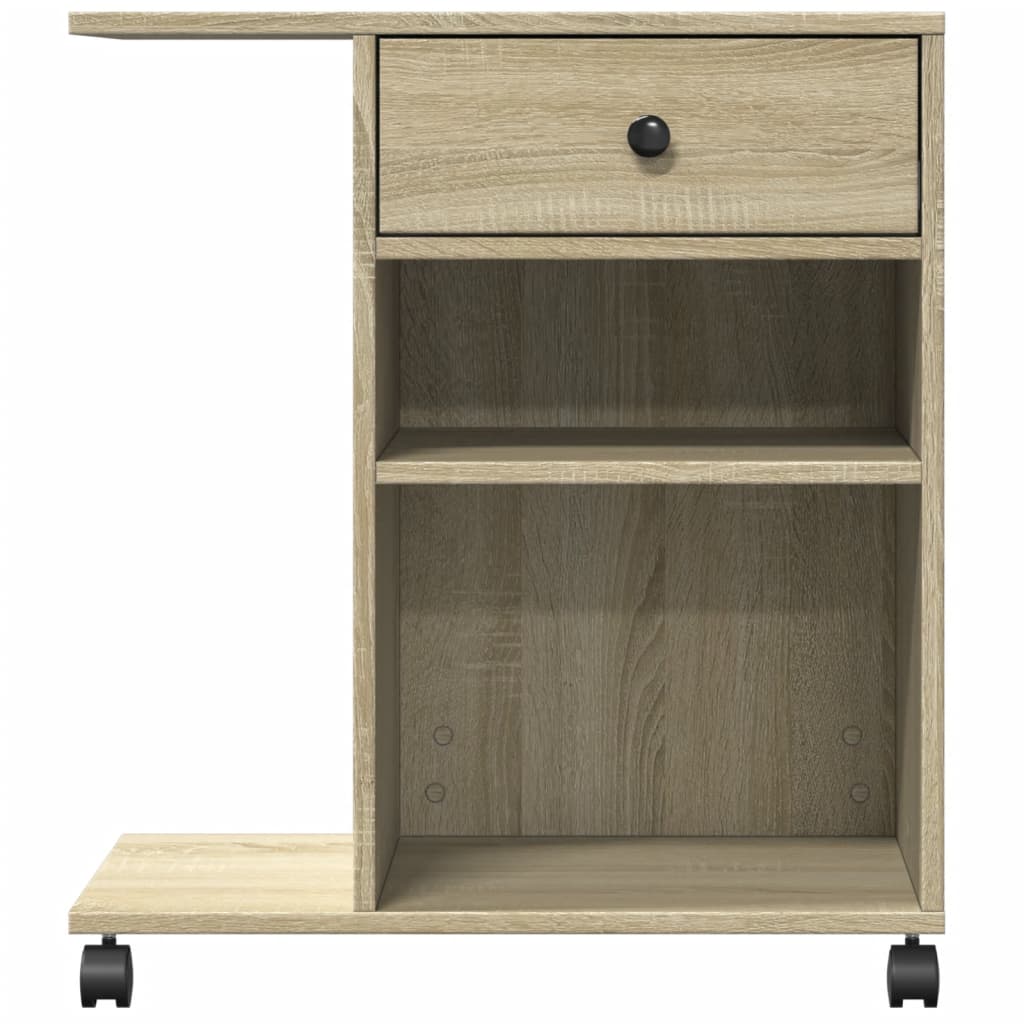 Printerkastje met wielen 60x40x68,5 cm sonoma eikenkleurig is nu te koop bij PeponiXL, paradijselijk wonen!