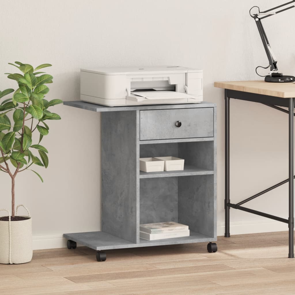 Printerkastje met wielen 60x40x68,5 cm betongrijs is nu te koop bij PeponiXL, paradijselijk wonen!