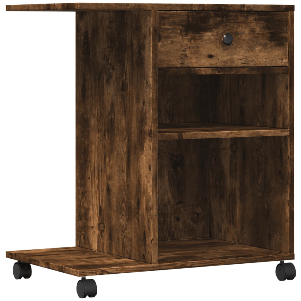 Printerkastje met wielen 60x40x68,5 cm gerookt eikenkleurig is nu te koop bij PeponiXL, paradijselijk wonen!