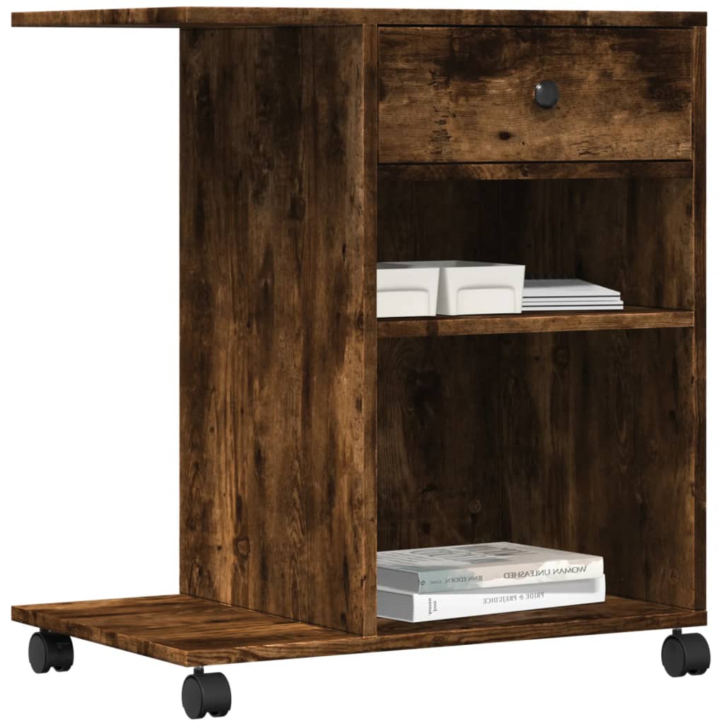 Printerkastje met wielen 60x40x68,5 cm gerookt eikenkleurig is nu te koop bij PeponiXL, paradijselijk wonen!