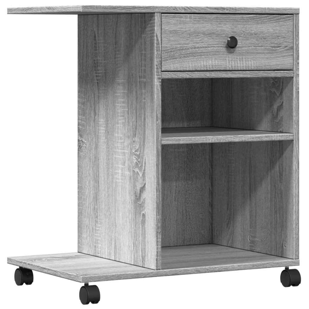 Printerkastje met wielen 60x40x68,5 cm grijs sonoma eikenkleur is nu te koop bij PeponiXL, paradijselijk wonen!