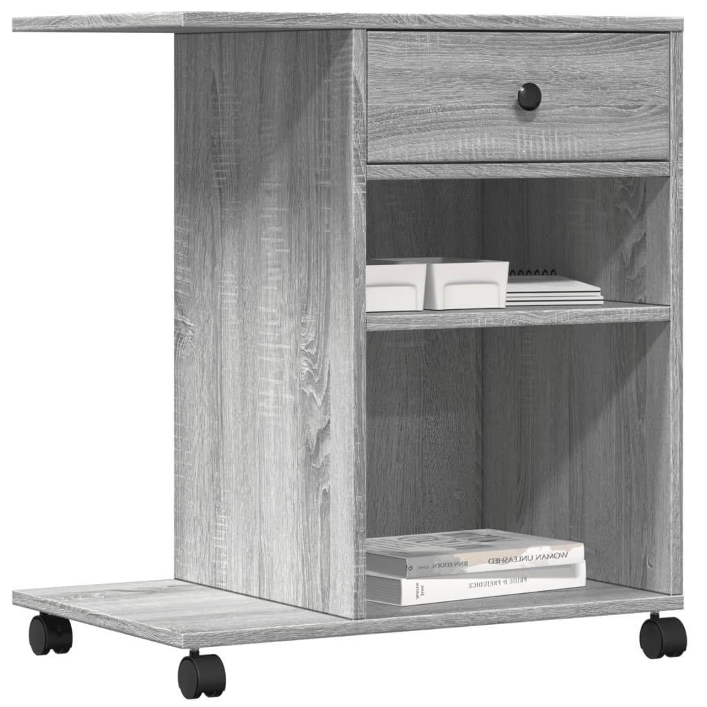 Printerkastje met wielen 60x40x68,5 cm grijs sonoma eikenkleur is nu te koop bij PeponiXL, paradijselijk wonen!