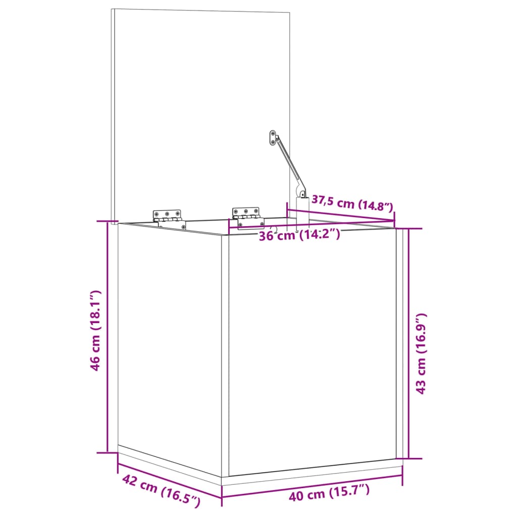 Opbergbox 40x42x46 cm bewerkt hout wit is nu te koop bij PeponiXL, paradijselijk wonen!