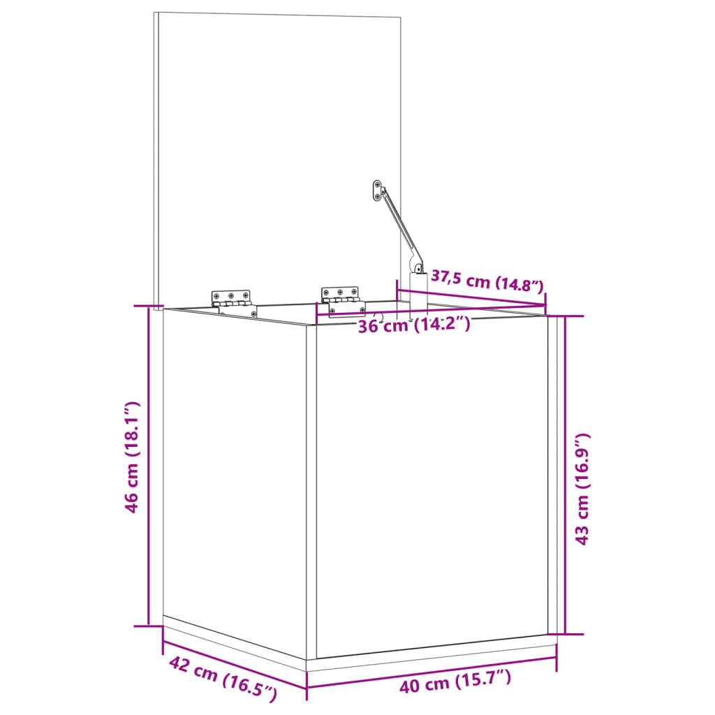 Opbergbox 40x42x46 cm bewerkt hout betongrijs is nu te koop bij PeponiXL, paradijselijk wonen!