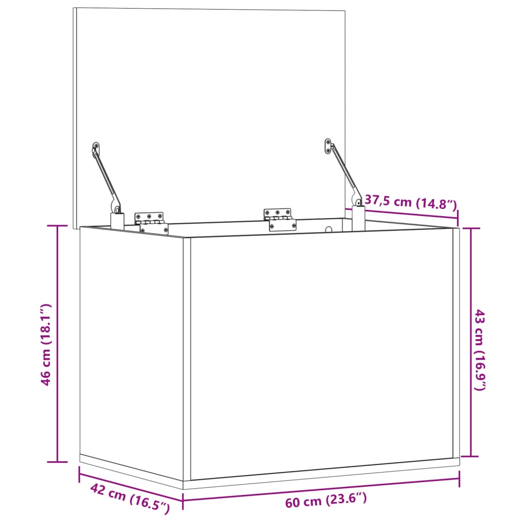 Opbergbox 60x42x46 cm bewerkt hout betongrijs is nu te koop bij PeponiXL, paradijselijk wonen!