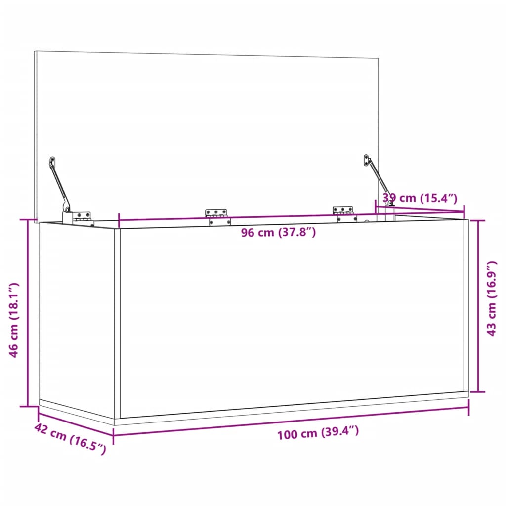 Opbergbox 100x42x46 cm bewerkt hout wit is nu te koop bij PeponiXL, paradijselijk wonen!
