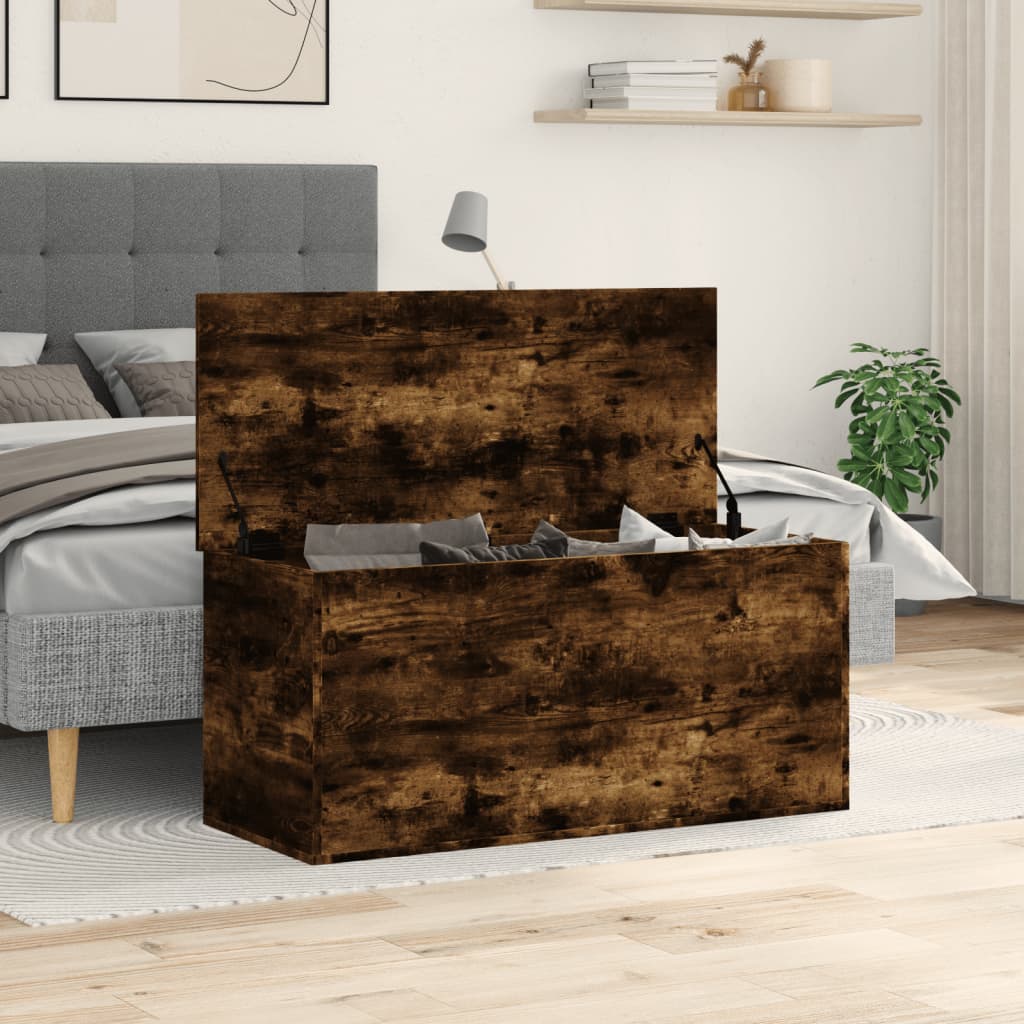 Opbergbox 100x42x46 cm bewerkt hout gerookt eikenkleurig is nu te koop bij PeponiXL, paradijselijk wonen!