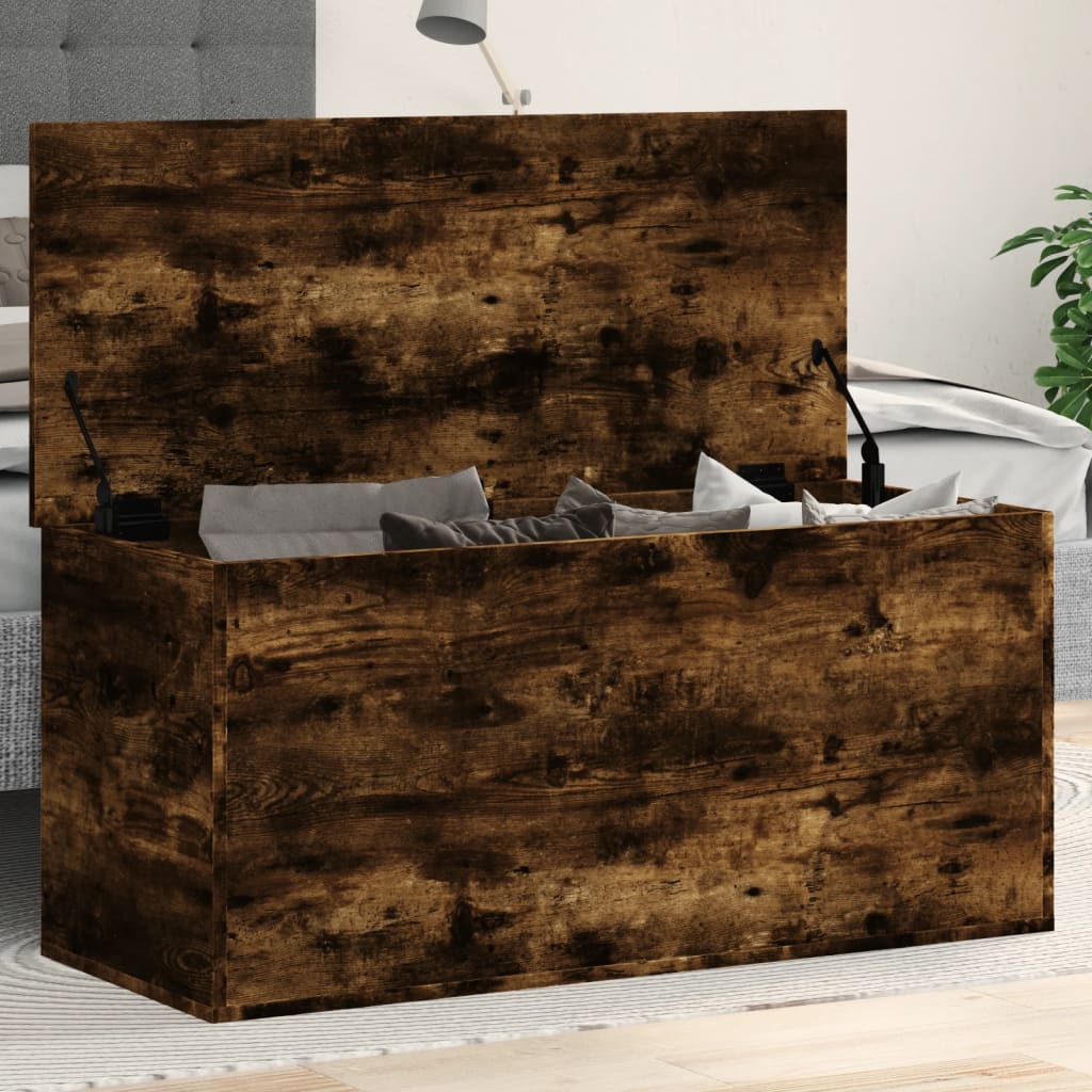 Opbergbox 100x42x46 cm bewerkt hout gerookt eikenkleurig is nu te koop bij PeponiXL, paradijselijk wonen!
