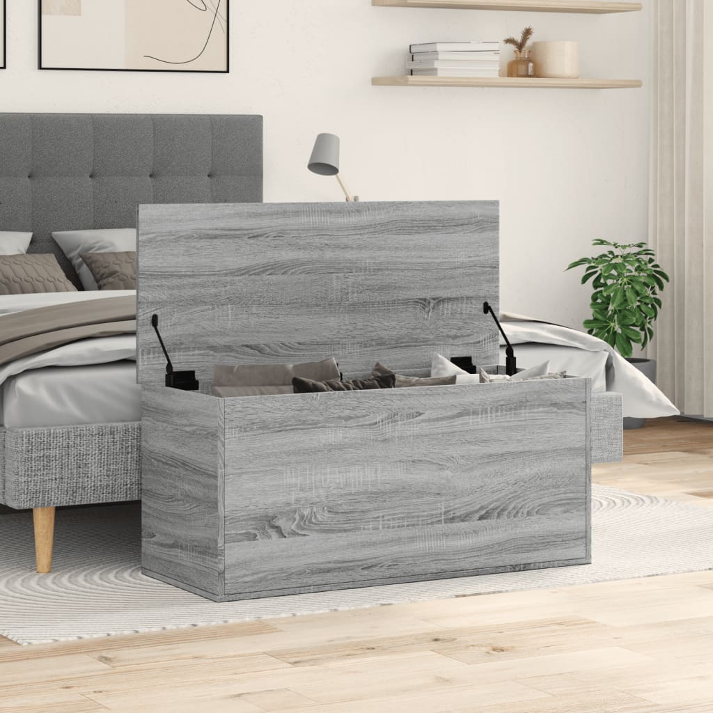 Opbergbox 100x42x46 cm bewerkt hout grijs sonoma eikenkleurig is nu te koop bij PeponiXL, paradijselijk wonen!