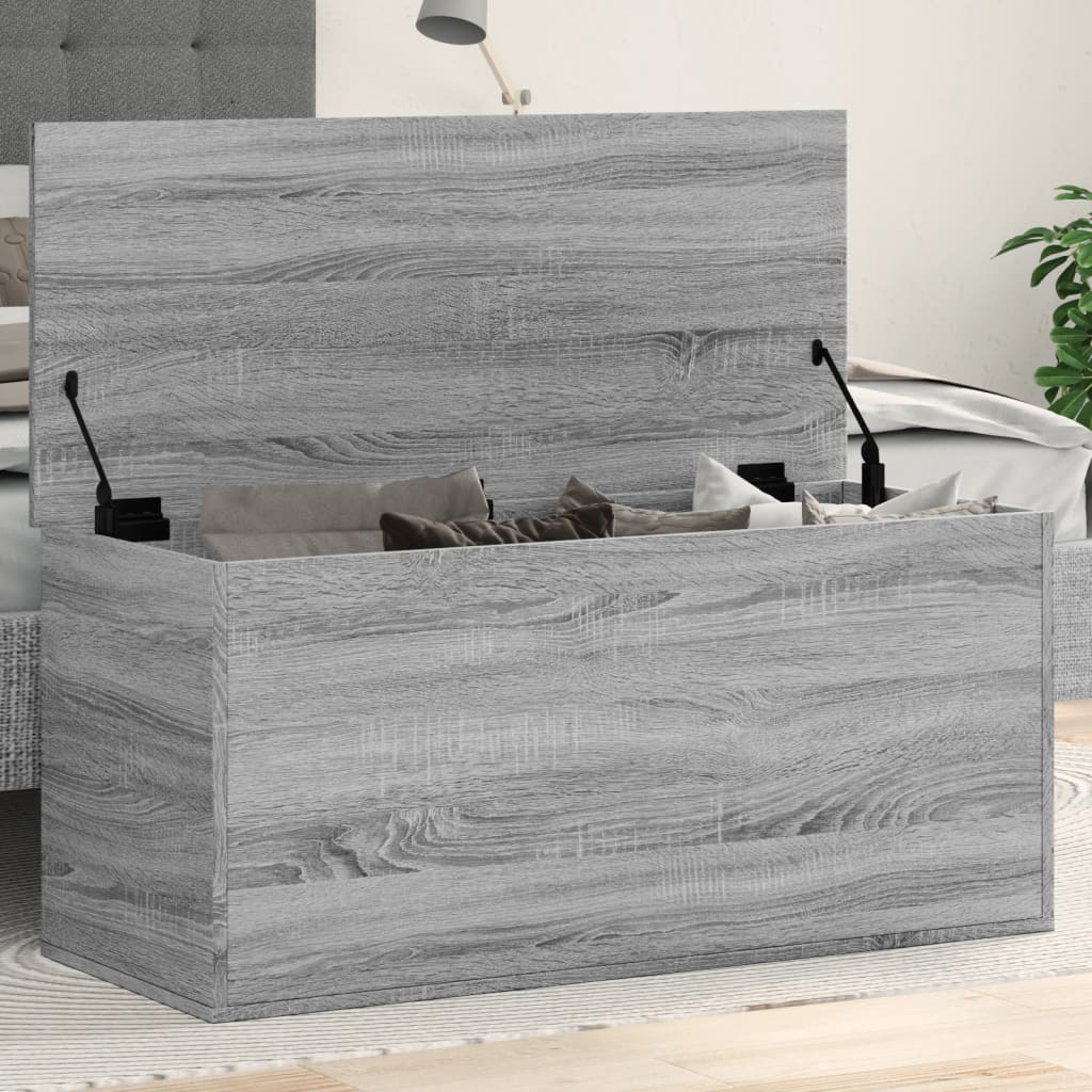 Opbergbox 100x42x46 cm bewerkt hout grijs sonoma eikenkleurig is nu te koop bij PeponiXL, paradijselijk wonen!