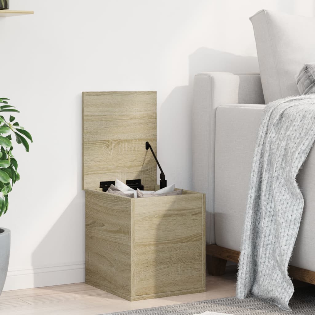 Opbergbox 30x35x35 cm bewerkt hout sonoma eikenkleurig is nu te koop bij PeponiXL, paradijselijk wonen!