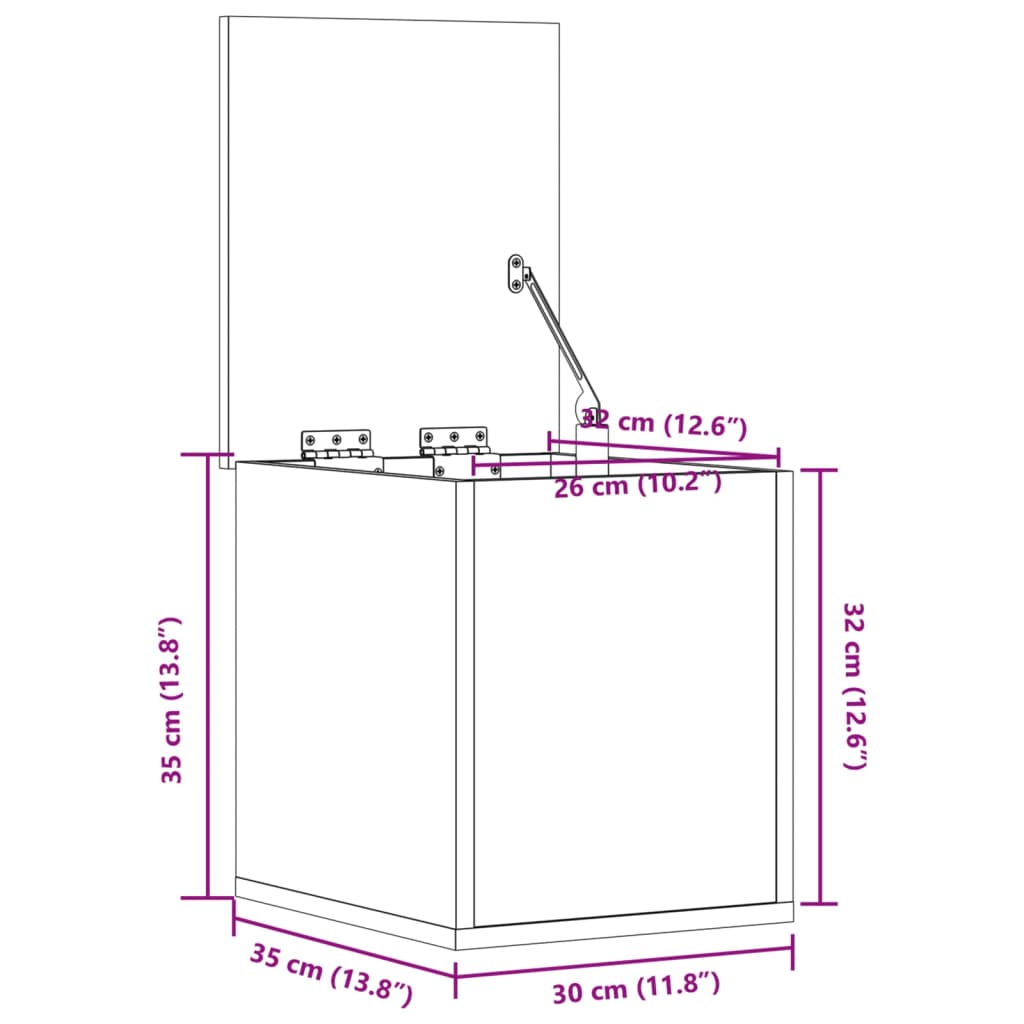 Opbergbox 30x35x35 cm bewerkt hout betongrijs is nu te koop bij PeponiXL, paradijselijk wonen!