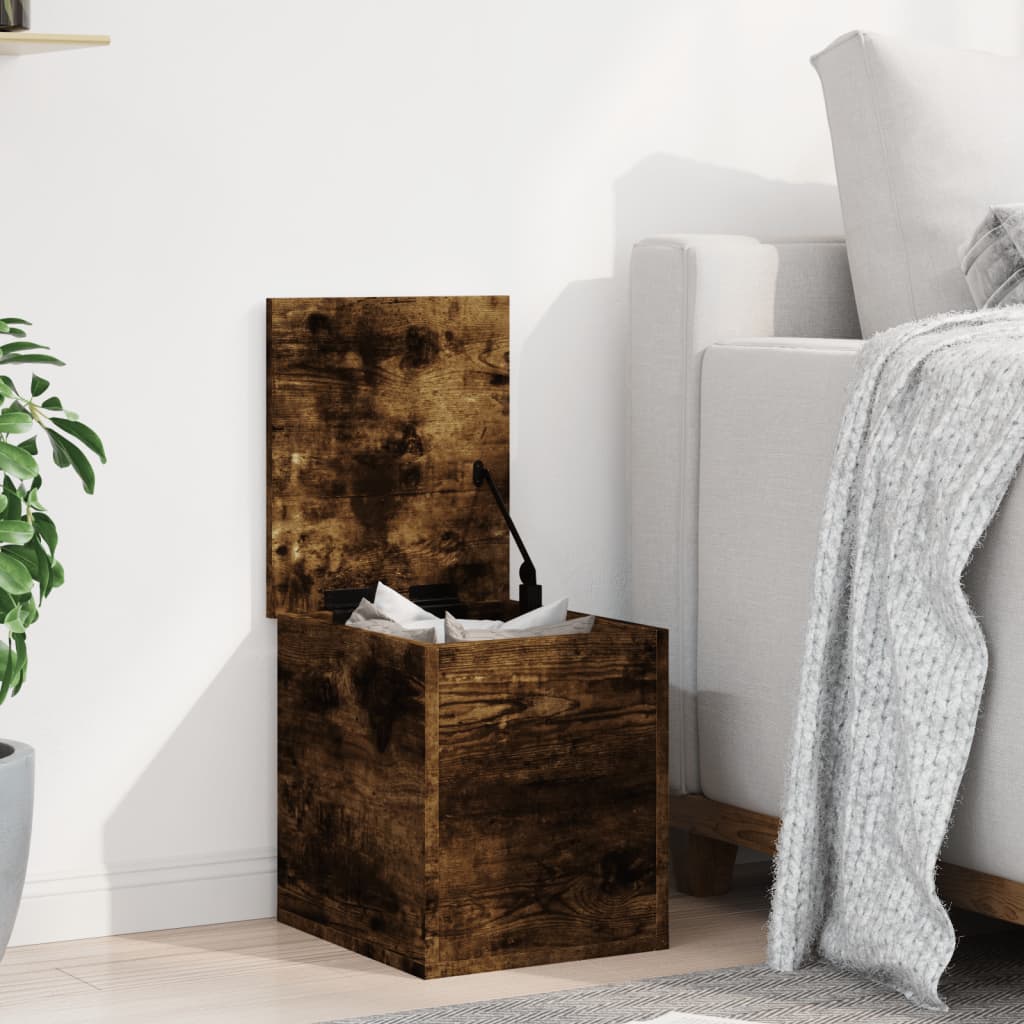 Opbergbox 30x35x35 cm bewerkt hout gerookt eikenkleurig is nu te koop bij PeponiXL, paradijselijk wonen!