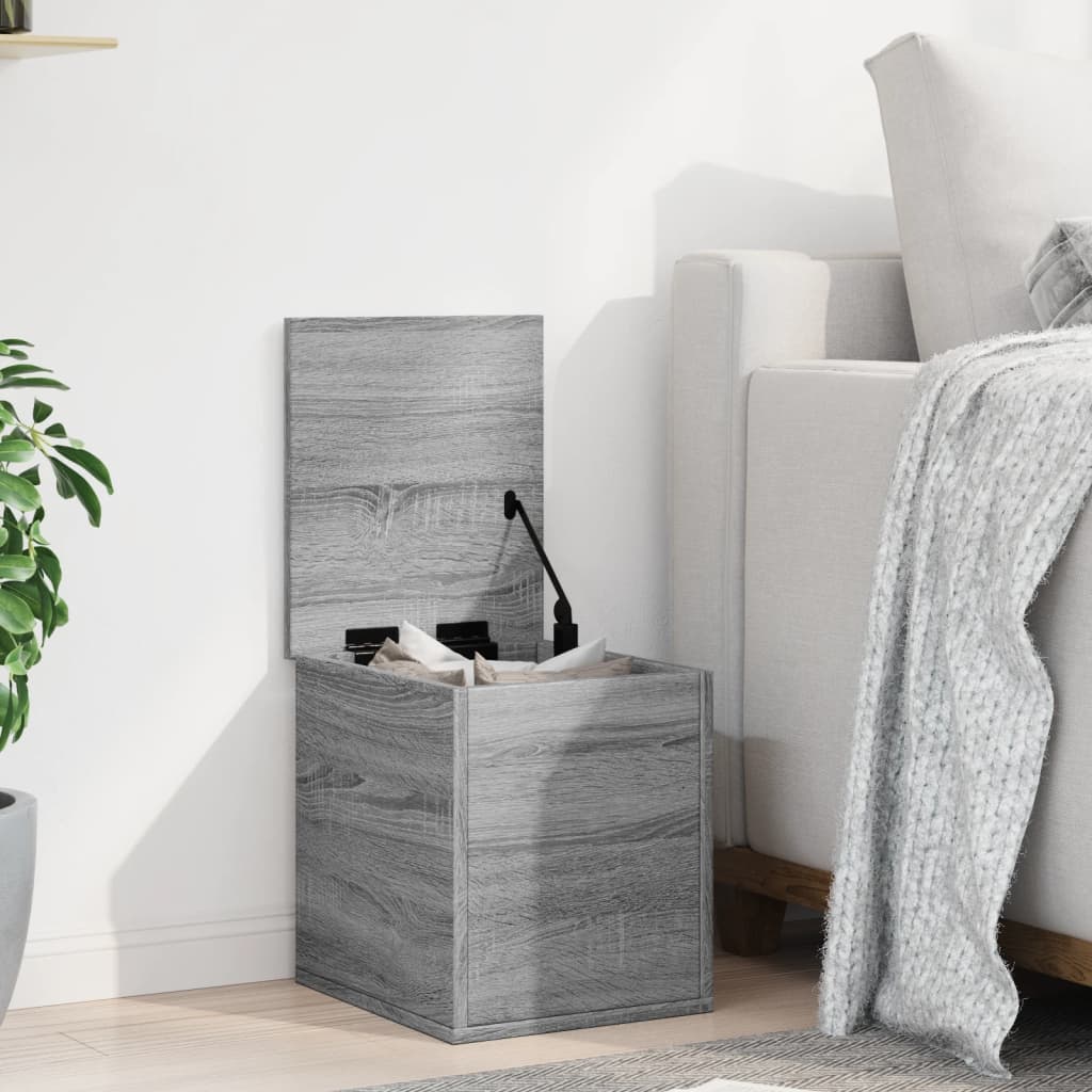 Opbergbox 30x35x35 cm bewerkt hout grijs sonoma eikenkleurig is nu te koop bij PeponiXL, paradijselijk wonen!