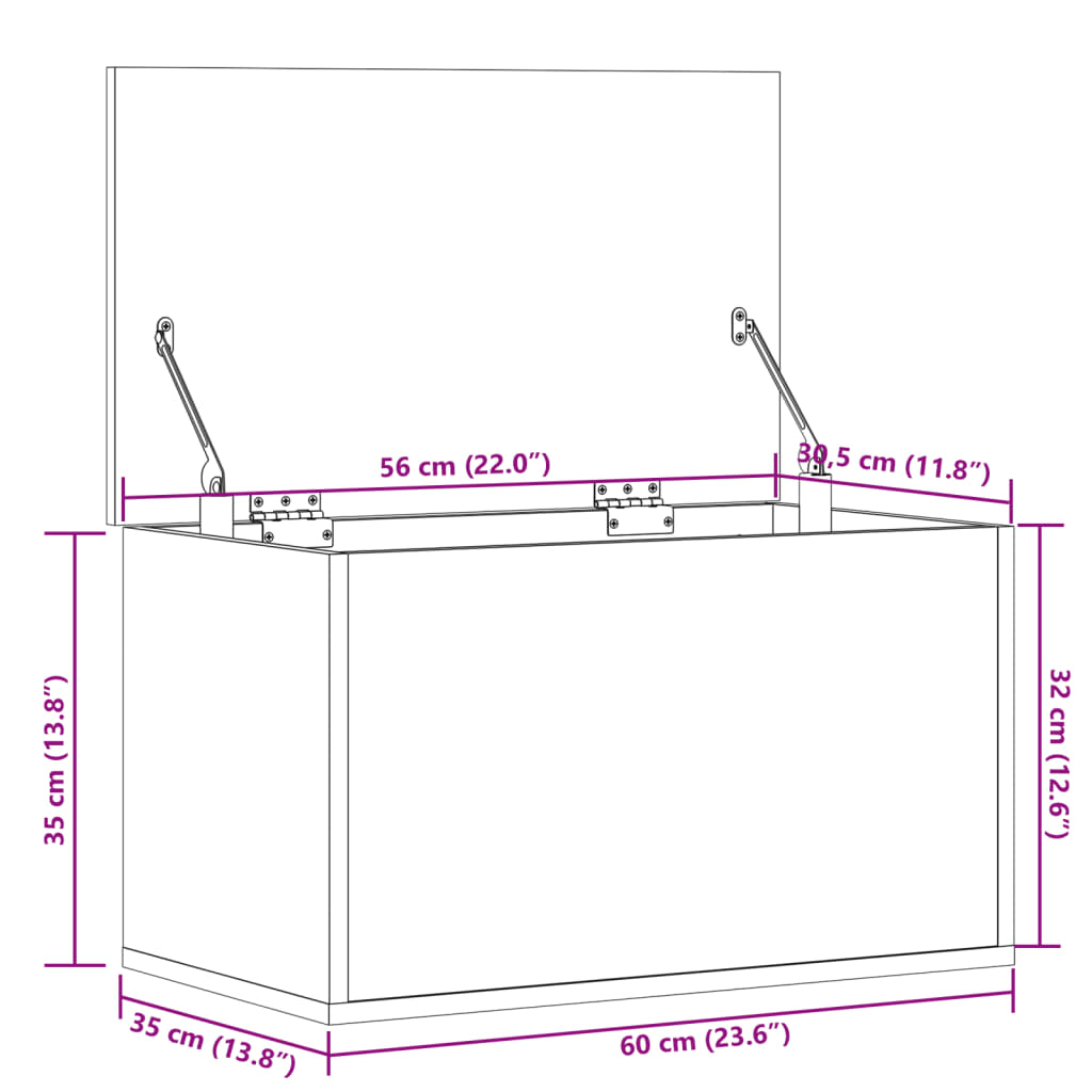 Opbergbox 60x35x35 cm bewerkt hout grijs sonoma eikenkleurig is nu te koop bij PeponiXL, paradijselijk wonen!