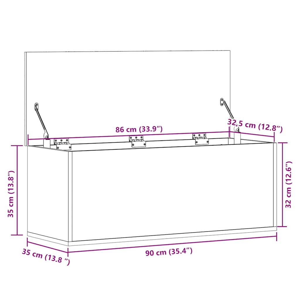 Opbergbox 90x35x35 cm bewerkt hout betongrijs is nu te koop bij PeponiXL, paradijselijk wonen!