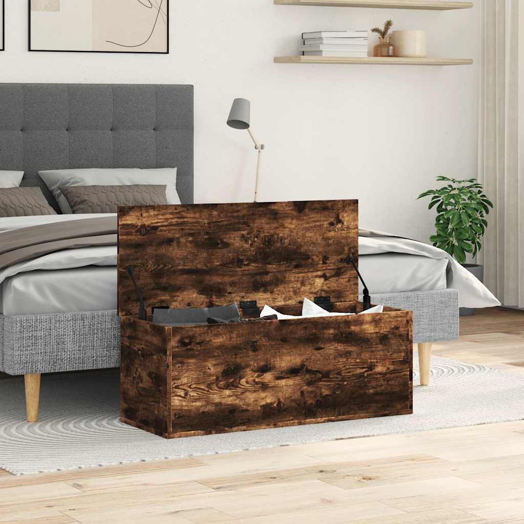 Opbergbox 90x35x35 cm bewerkt hout gerookt eikenkleurig is nu te koop bij PeponiXL, paradijselijk wonen!